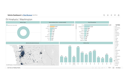 Dashboard of electronic vehicle sales in Washington