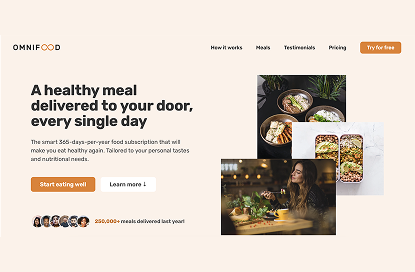 Omnifood responsive landing page design image